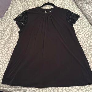 Torrid black size 2 top w/lace like short sleeve lightly worn polyester